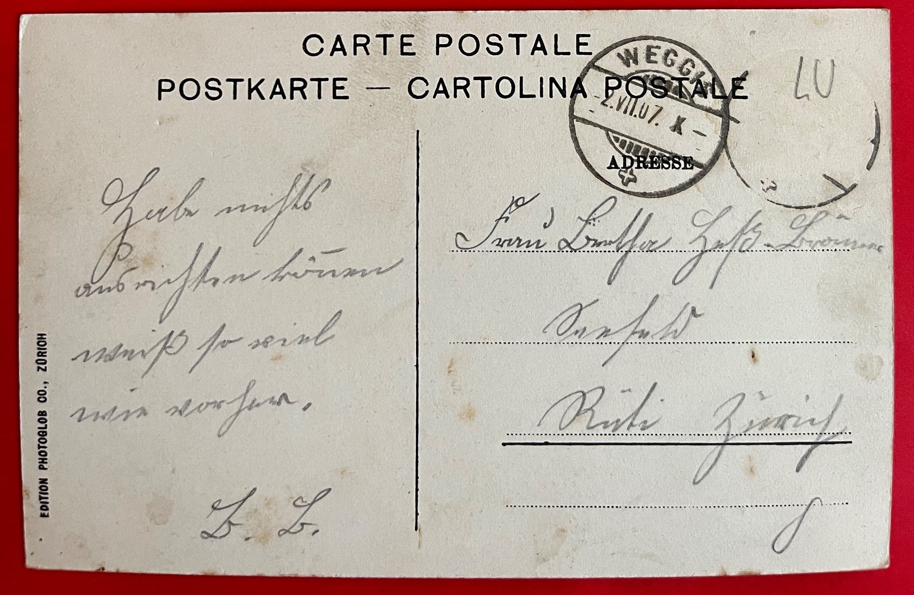 Cartoline postali: AK: WEGGIS - 1907 – Usato da Lutry venduto da Ediego 1