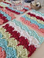 6 Coaster Untersetzer Glas Tasse Deko Muschelmuster gehäkelt