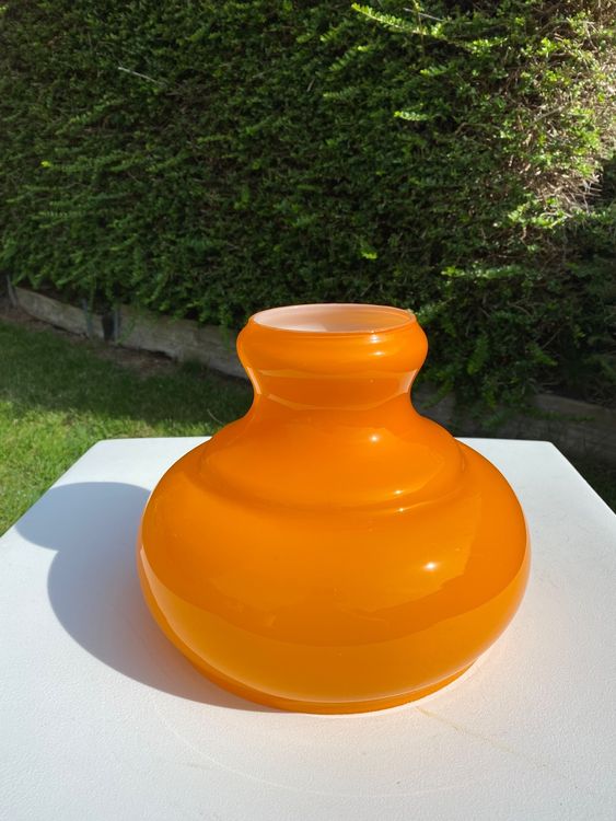 Abat-jour / Plafonnier En Verre Opaline Moucheté - Style Vintage