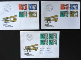 1977 Flugpioniere auf 3 FDC