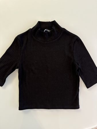 Zara Ribbed Mock Neck Top Black Size S