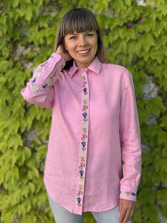 Camicette: Damen Leinenhemd Edelweiss Rosa – Usato da Thalwil venduto da han_2b8c