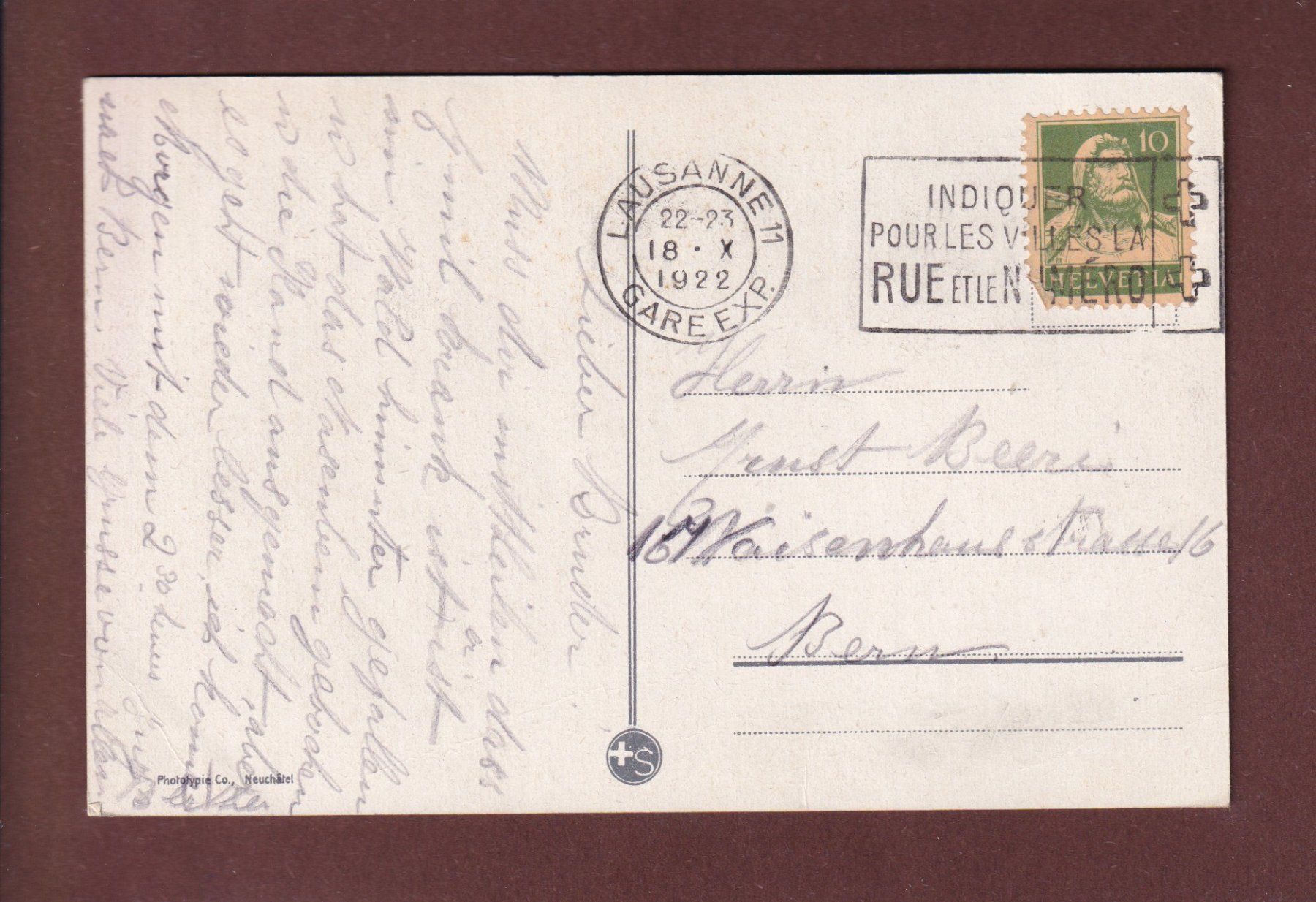 Cartoline postali: LAUSANNE - Grand Pont - Tram - 1922 – Usato da Pully venduto da nicecards 1