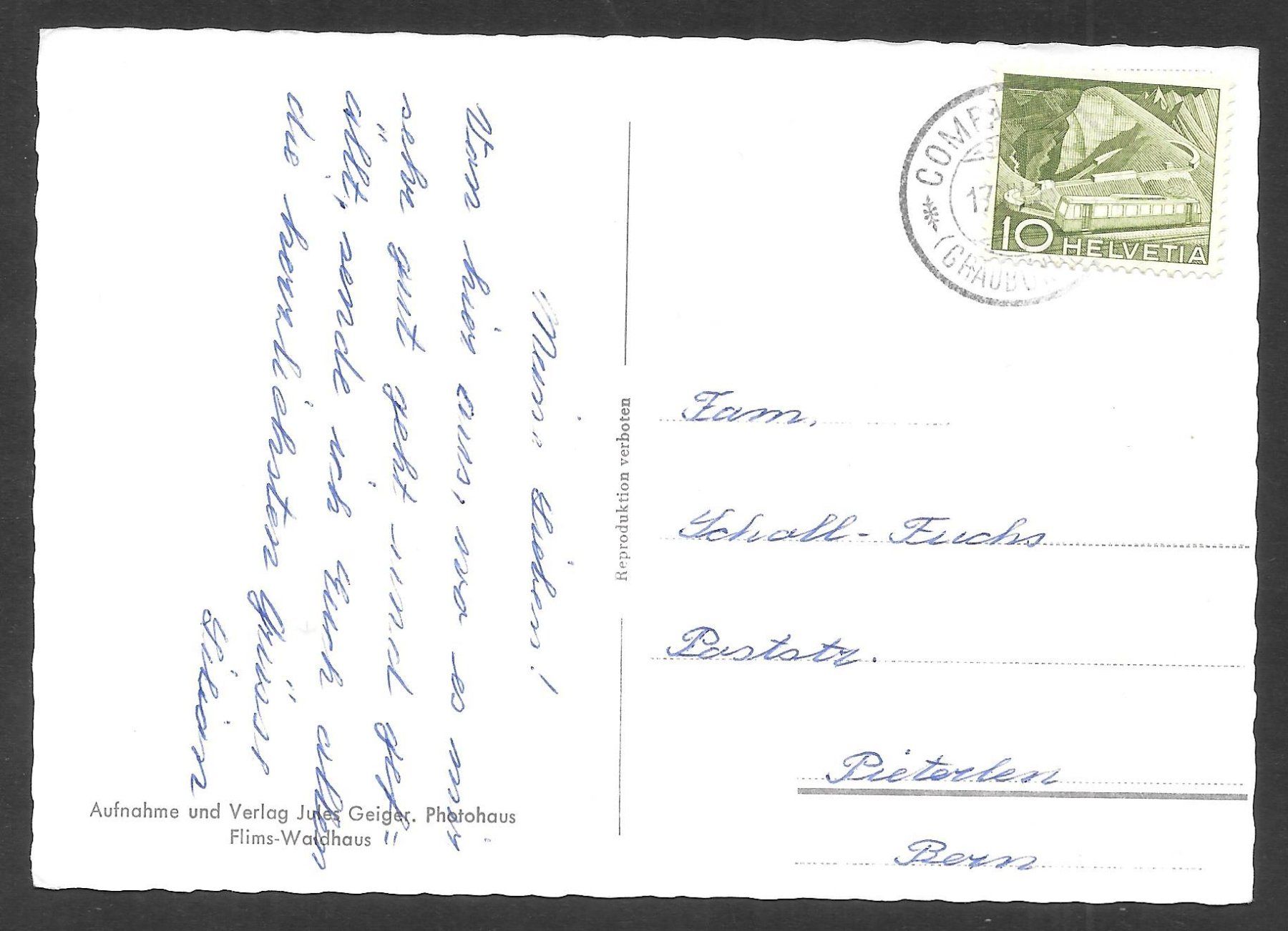 Cartoline postali: Compadials und Somvix Gesamtansicht – Usato da Olten venduto da clotaldi 1