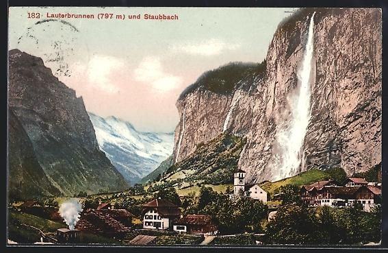Cartoline postali: Lauterbrunnen, Teiltansicht mit Kirche u – Usato da Berlin venduto da bartko-reher