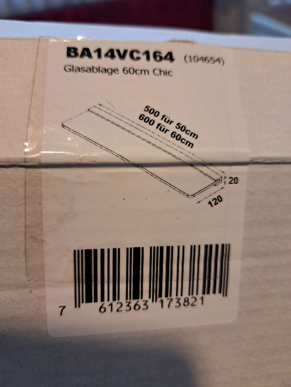 Gläser: Bodenschatz Glasablage 60cm  BA14VC164 – Neu und originalverpackt aus Tegerfelden von Spick67 2