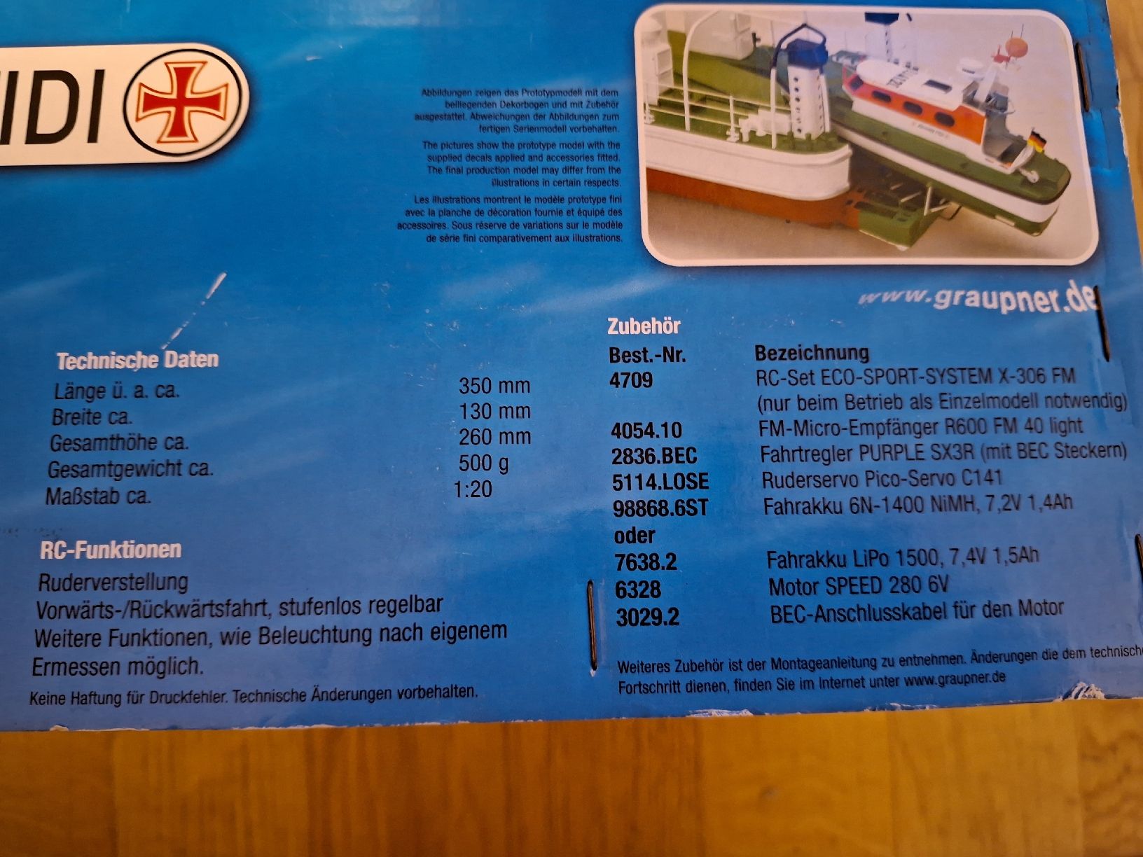 Graupner Modellismo RC: RC Modellschiff – Nuovo (secondo la descrizione) da Winznau venduto da Jaguar_01 1
