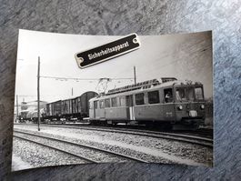 RhB/BM BDe 4/4 Nr. 491 mit Rollschemelzug - Foto-AK