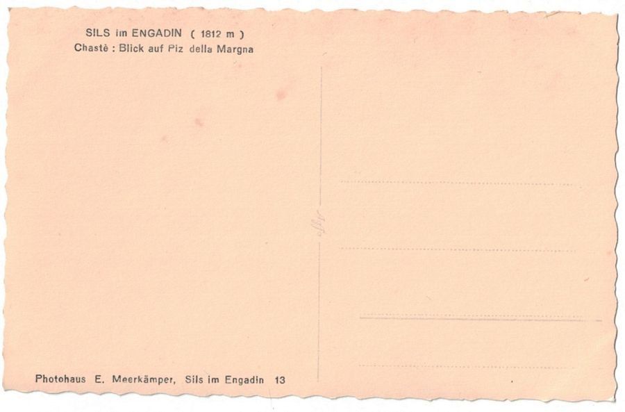 Ansichtskarten: Sils, Chasté, um 1945 – Gebraucht aus Frauenfeld von POML 1