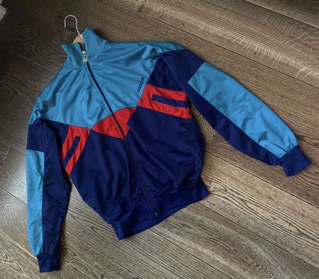Vintage Adidas Jacke Original hell/dunkelblau / rot