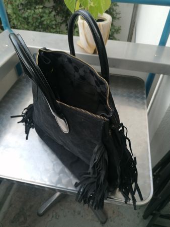 SCHWARZE WILDLEDERTASCHE CRISTINA GAVIOLI