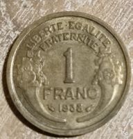 Seltene 1 Franc Münze Frankreich 1938 in gutem Zustand