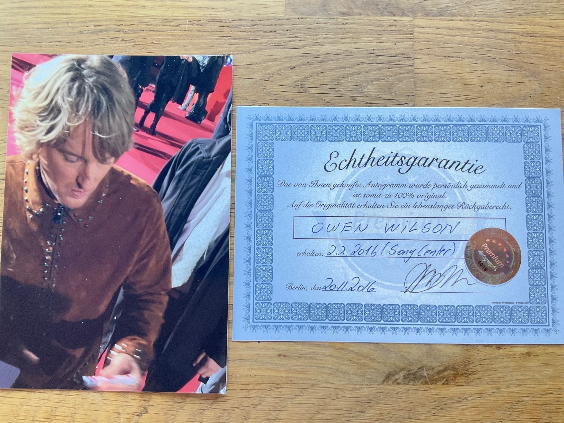 Autografi: Owen Wilson Autogramm original – Nuovo (secondo la descrizione) da Hittnau venduto da workaholic60 2