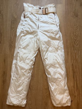Pantalon de ski vintage blanc satiné, t.36/38