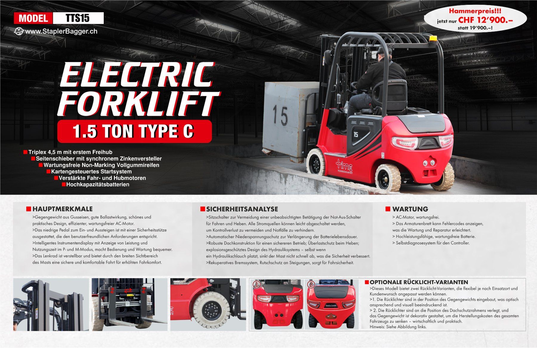 Carrelli elevatori e a forche: Elektro-Stapler 1.5 Ton Triplex-4,5m – Nuovo (secondo la descrizione) da Grabs venduto da Time-tech