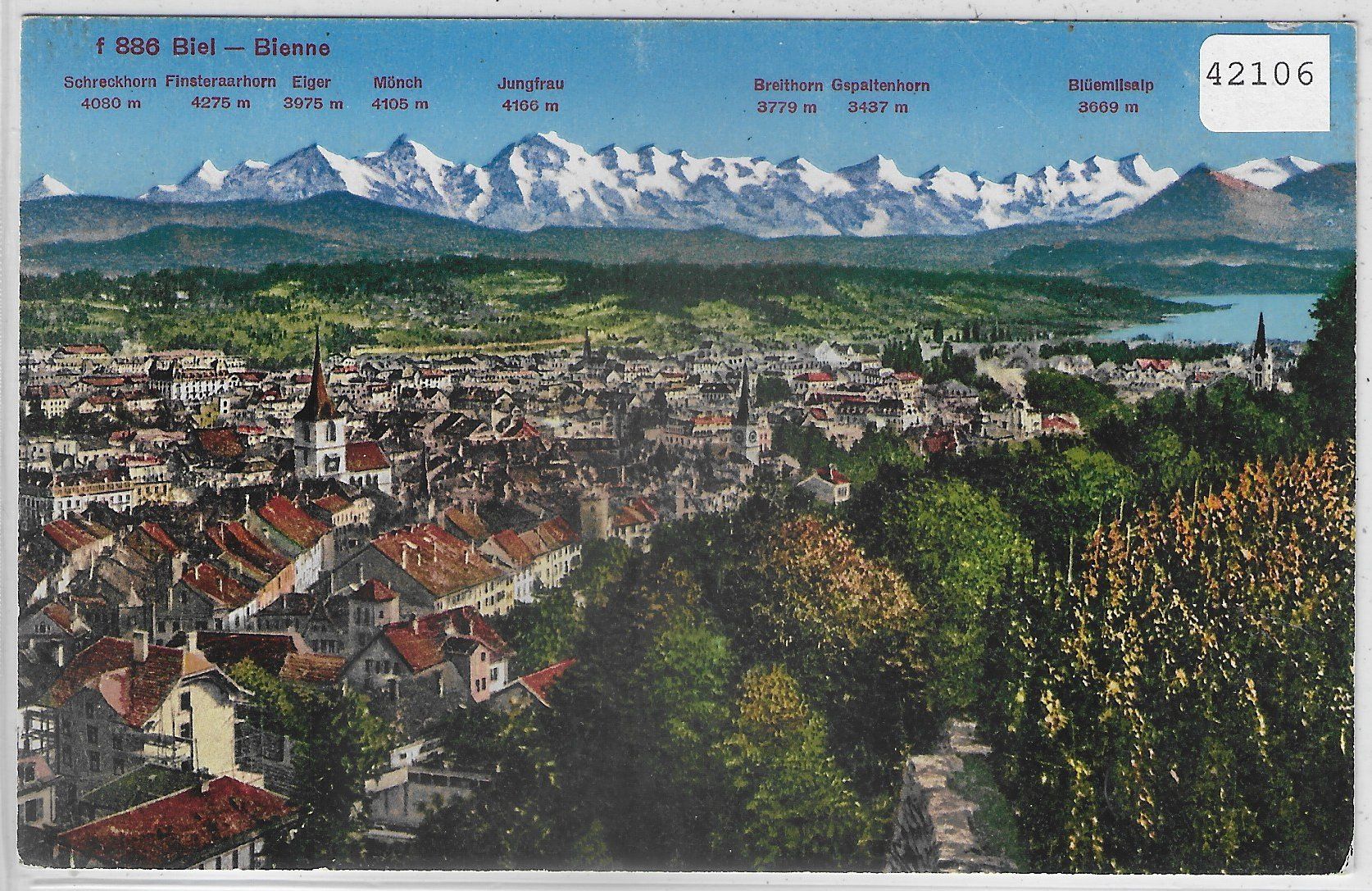 Cartoline postali: Biel-Bienne - Vue generale - Litho – Usato da Ettingen venduto da Kartenplanet