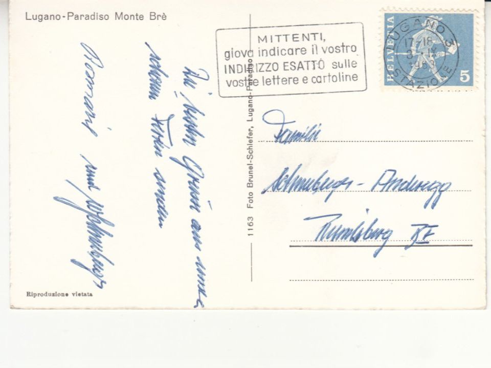 Cartoline postali: Lugano Paradiso 1963 – Usato da Bürglen TG venduto da StampGraf 1