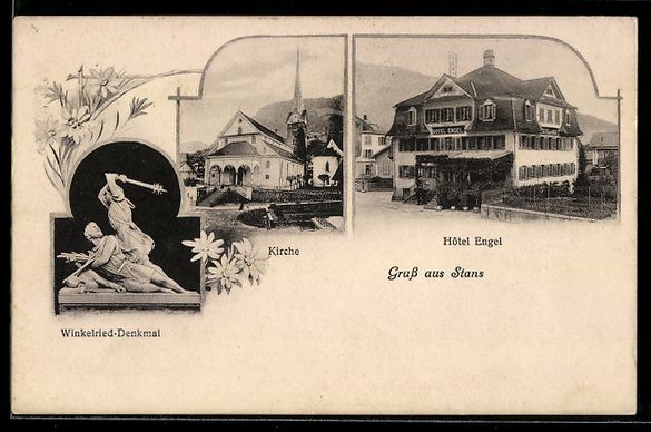 Ansichtskarten: Stans, Hotel Engel, Kirche, Winkelried-D – Gebraucht aus Berlin von bartko-reher