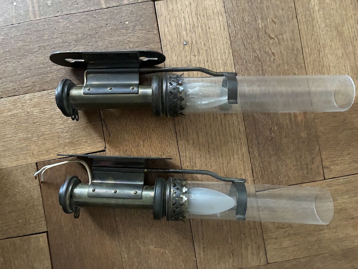Lampen: Antike Eisenbahn-Wandlampen Messing – Gebraucht aus Riehen von J.-M. 4
