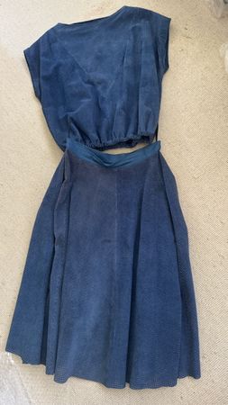 Deux-Pièce aus echtem, blauem Wildleder - Vintage