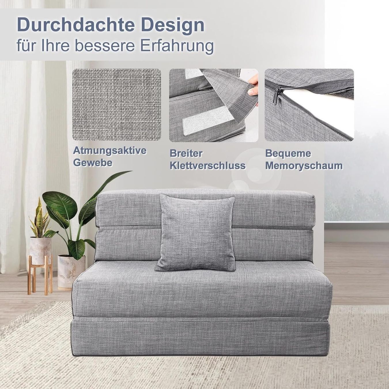 Divani: Schlafsessel Matratze Memoryschaum Hellgrau 100 x 190 cm – Nuovo e nell'imballaggio originale da Dörflingen venduto da Nixhub 2