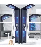 + LED Duschset Duschpaneel Schwarz Duscharmatur Edelstahl