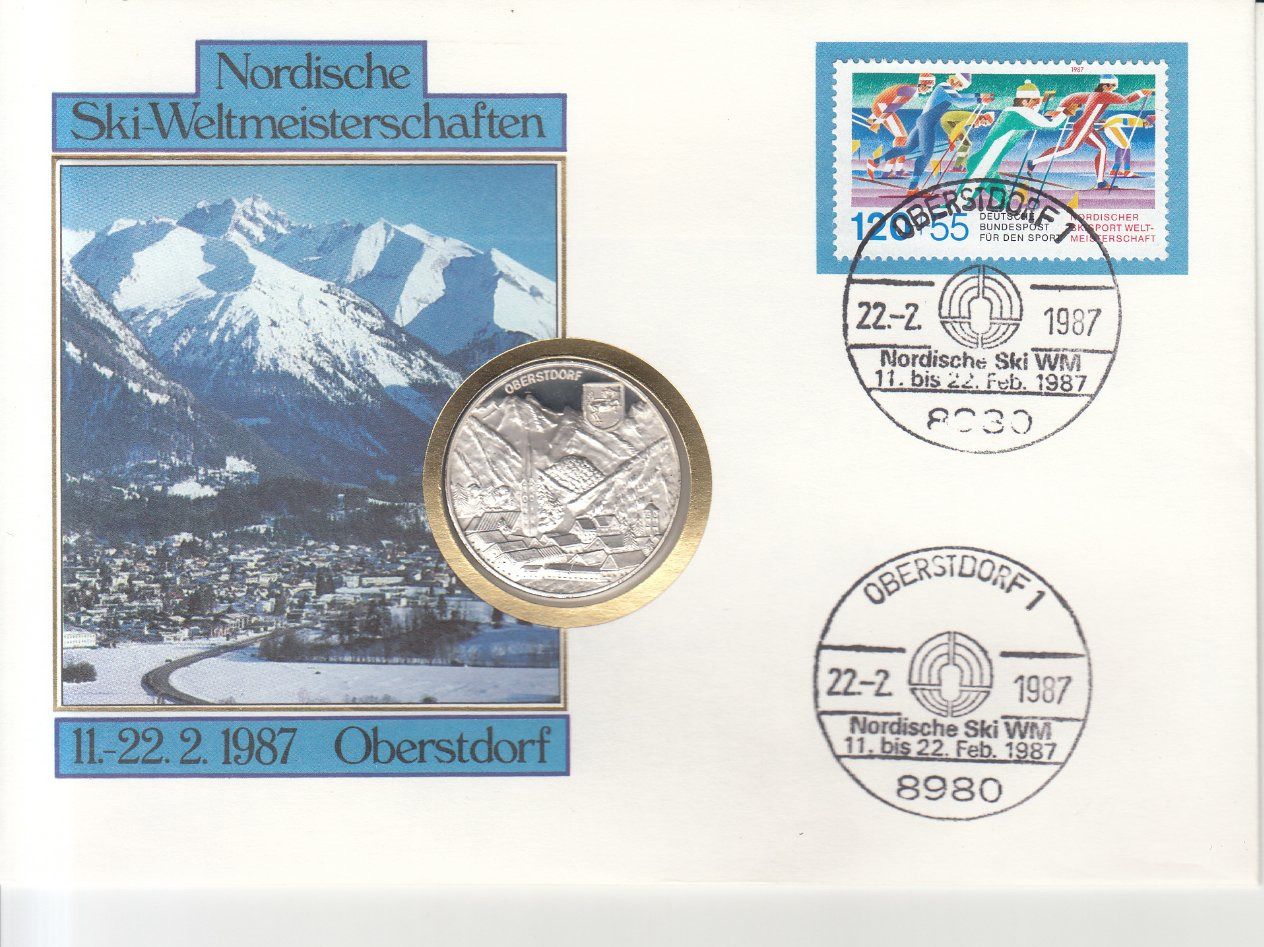 Alle Münzen: Numisbrief Ski-WM Oberstdorf 1987 – Gebraucht aus Bürglen TG von