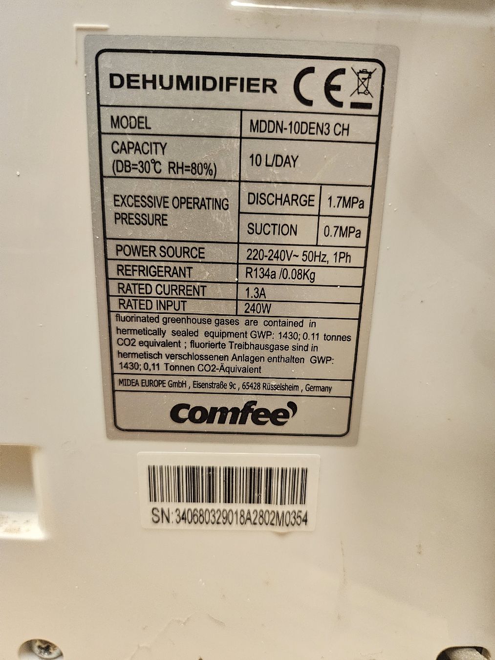 Comfee Deumidificatori: Comfee Luftentfeuchter 10 L/Tag – Usato da Aathal-Seegräben venduto da 911rs 2