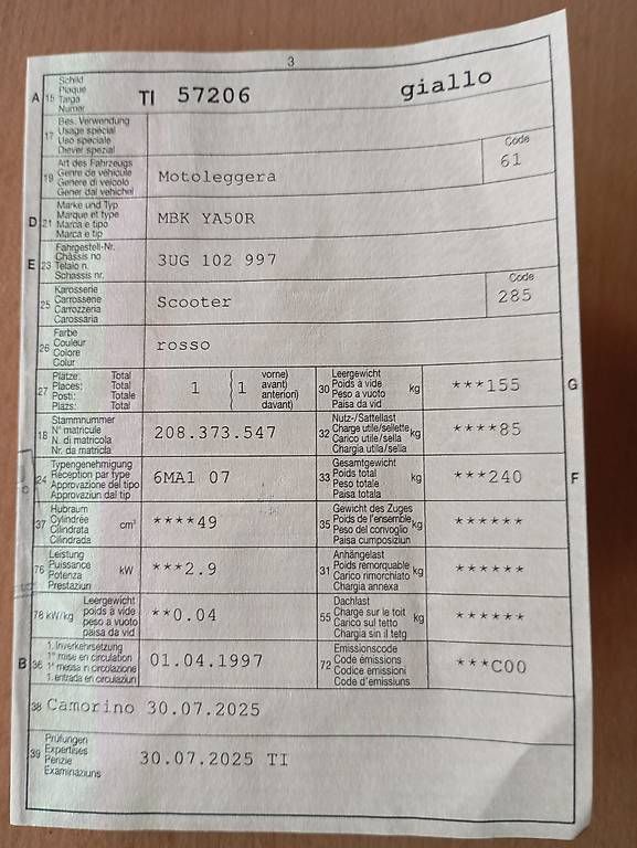 Scooter: Vendo scooter 50 MBK forte – Usato da Arbedo venduto da Chablis31 1