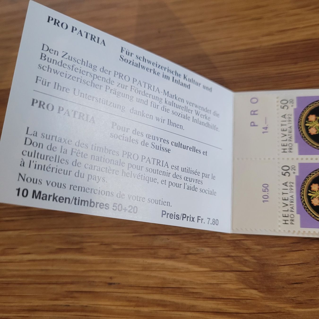 Alle Briefmarken: Markenheftchen Carnet De Timbre Pro Patria 1992 – Gebraucht aus Biel/Bienne von Destockweb 1