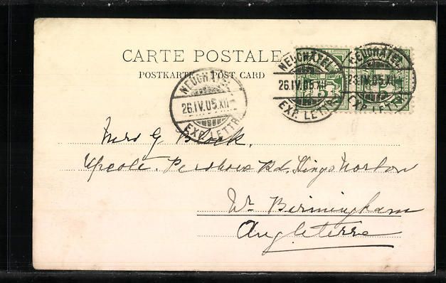 Cartoline postali: AK Neuchâtel, Ecole de Commerce, 1905 – Usato da Berlin venduto da bartko-reher 1