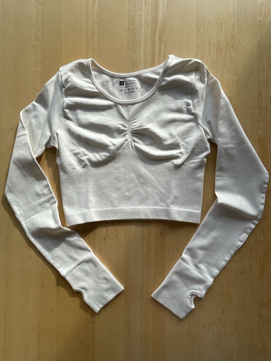 Top: Crop Top manches longues blanc, Taille S – Usato da Ins venduto da Nick63