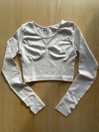 Crop Top manches longues blanc, Taille S