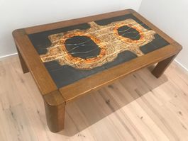 Keramik aus Frankreich Jean D'Asti 60 -70er Eiche Couchtisch