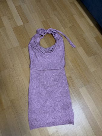 Damen Kleid Neckholder glitzernd rosa guter Zustand