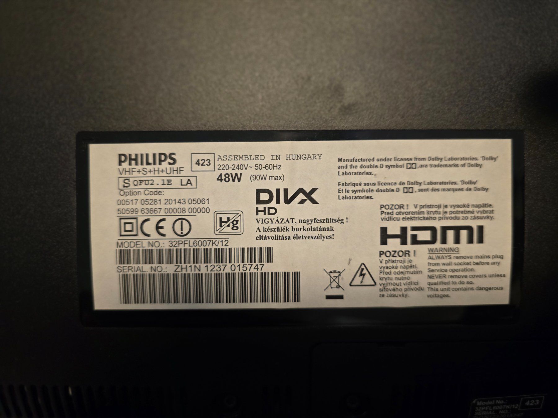 Appareils TV: Fernseher Philips 32PFL6007K/12 defekt – Défectueux à Muhen par Metallica80 2