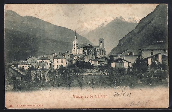 Cartoline postali: AK Viege et le Balfrin, 1901 – Usato da Berlin venduto da bartko-reher