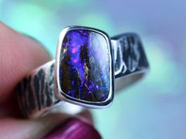 NAMIR INDIGO Opalring aus Silber 925  · Ringgrösse EU 59
