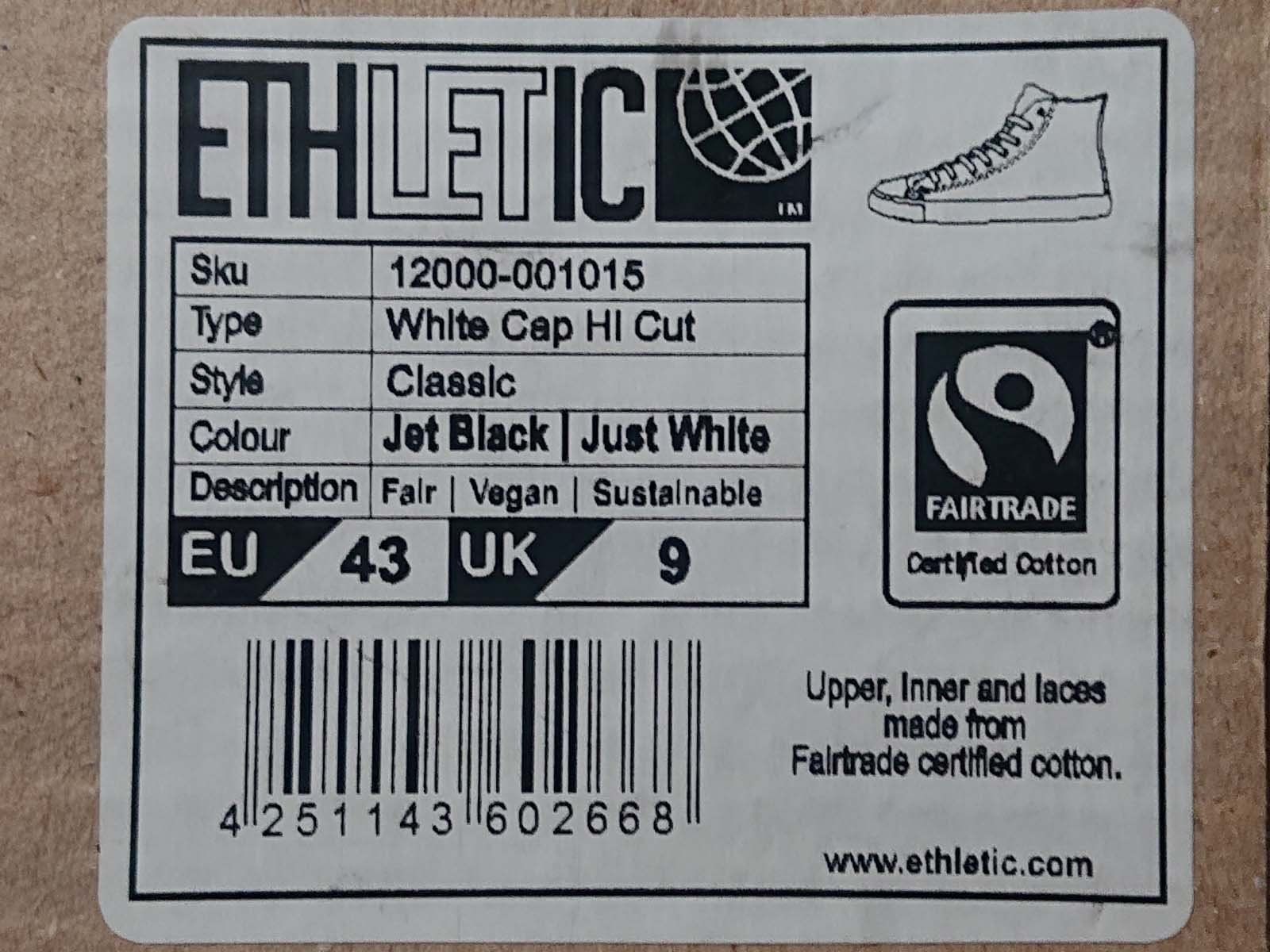 Chaussures hommes: Sneaker Ethletic Fair Trainer White Cap Hi Cut Classic Gr.43 – Neuf avec emballage d'origine à Zürich par Kneb 4
