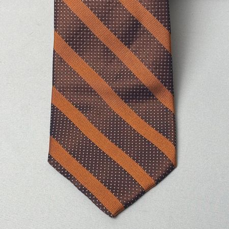 Cravate soie Albert GoldBerg marron orange à pois