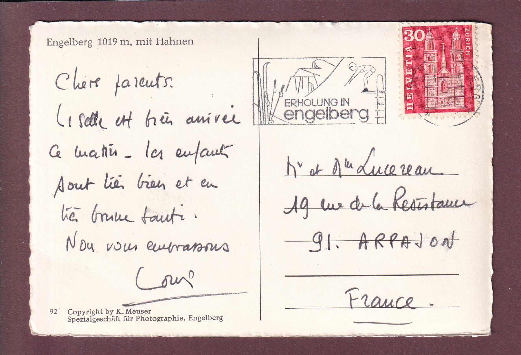 Ansichtskarten: ENGELBERG - Hahnen - 1965 – Gebraucht aus Pully von nicecards 1