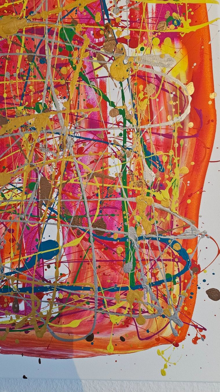 Dipinti: Tableau abstrait unique, couleurs vives et dynamiques! – Nuovo (secondo la descrizione) da Le Locle venduto da fab_c9hh 5