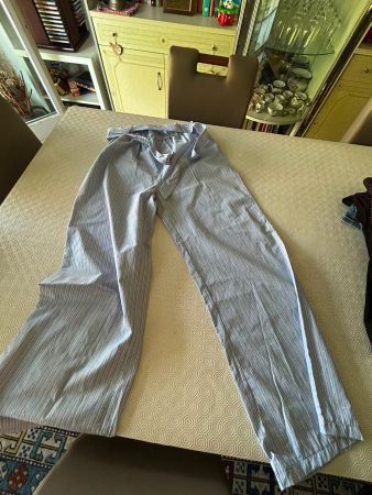 Pantaloni a righe bianche e azzurre tg. L/XL misto cotone