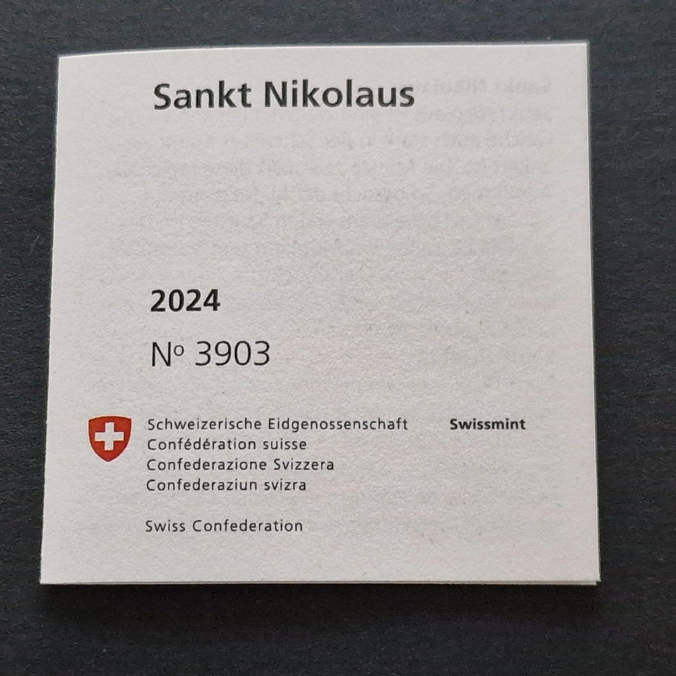 Tutti le monete: Swissmint CHF 20.- / 2024 - PP - Saint Nicolas – Nuovo e nell'imballaggio originale da Bouveret venduto da psv01 2