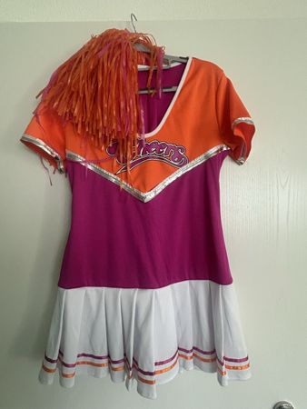 Cheerleader Kostüm mit Pompons orange lila guter Zustand