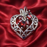 Granat Herz Anhänger Silber 925 Sterlingsilber rot