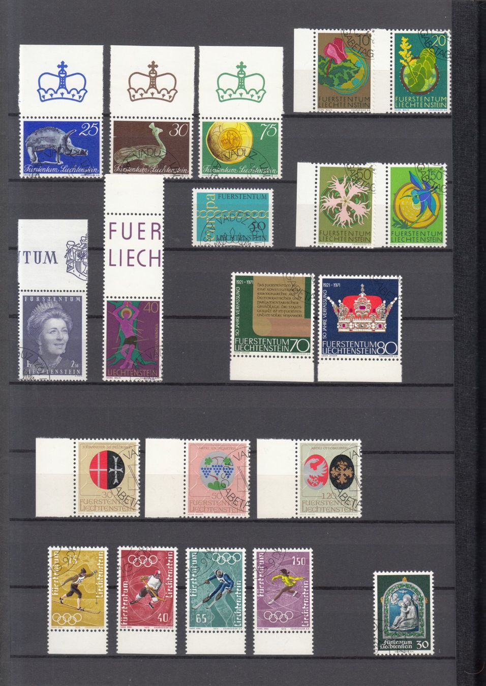 Alle Briefmarken: Liechtenstein 1967 - 1993 mit ET complett Fr. 990.- – Gebraucht aus Bürglen TG von StampGraf 1