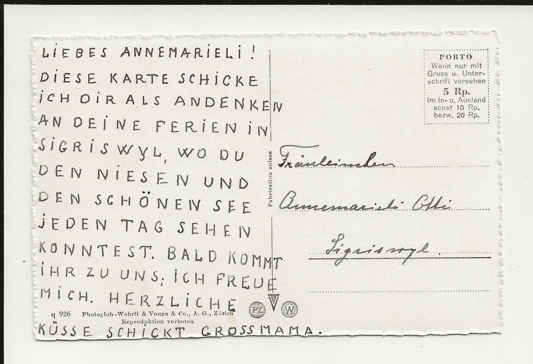 Cartoline postali: AK ca. 1945 Thunersee, Niesen – Usato da Greifensee venduto da 315WDO 1