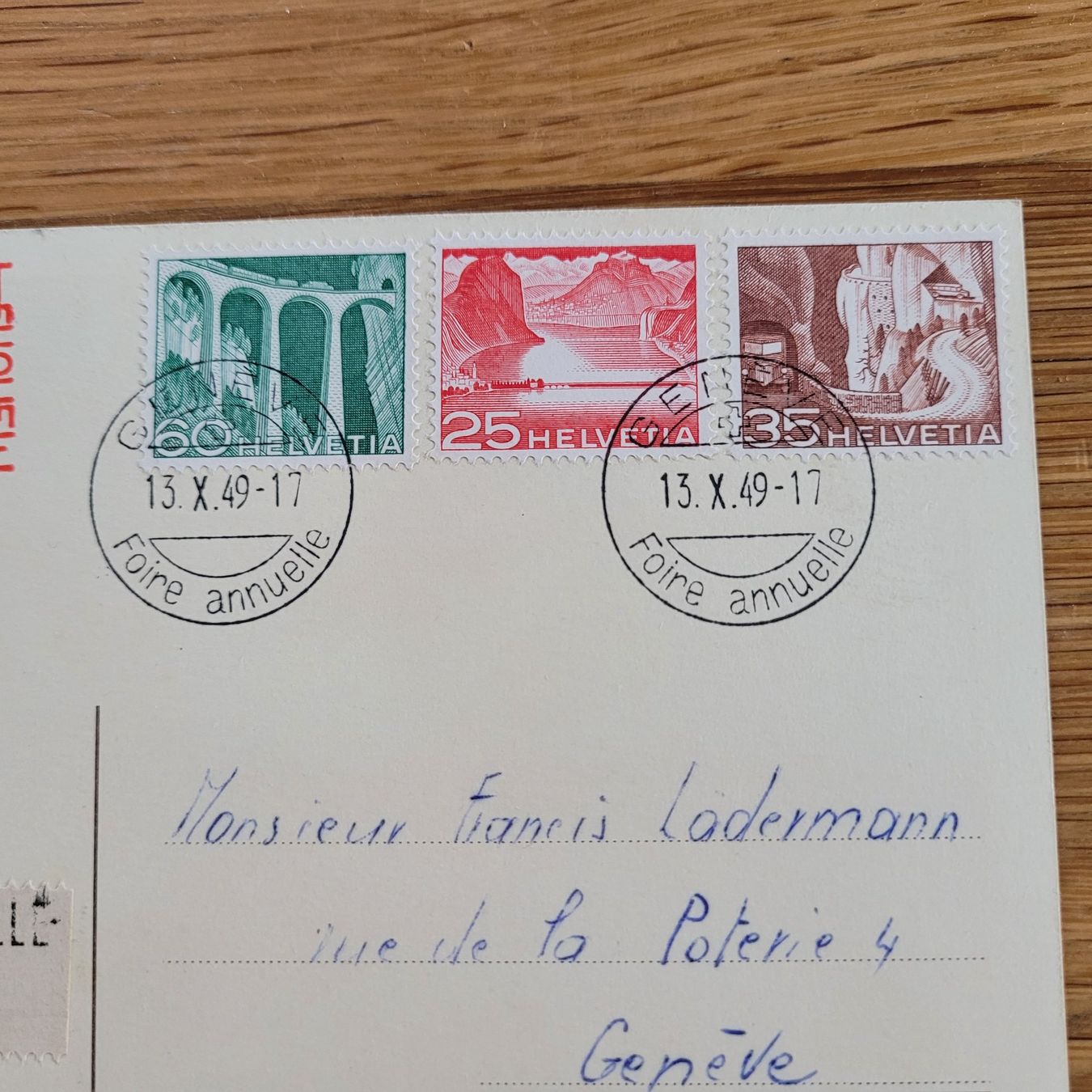 Tutti i francobolli: Luftpost Genève 1949 Foire Annuelle – Usato da Biel/Bienne venduto da Destockweb 1