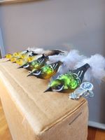 6 Glas Vogel Clips Federn Dekoration, Handgemacht